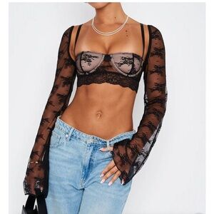 Black Lace Long Sleeve Bralette